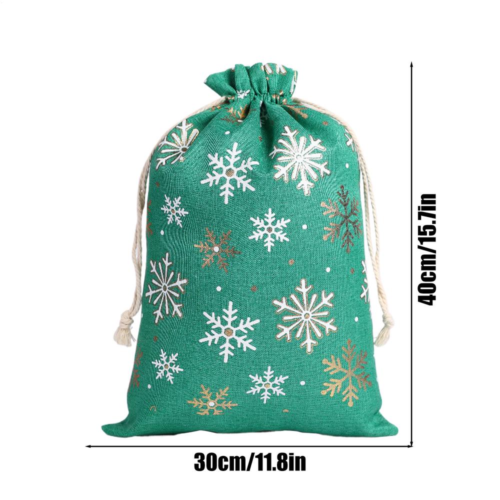 Gold Foil Christmas Gift Bag Medium Burlap Bags With Drawstring Christmas Candy Pouch For New Year Wedding Birthday Party
