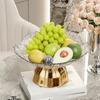Decorative Flower High-foot Fruit Plate Large Capacity Fruit Basin Snack Display Tray  Living Room