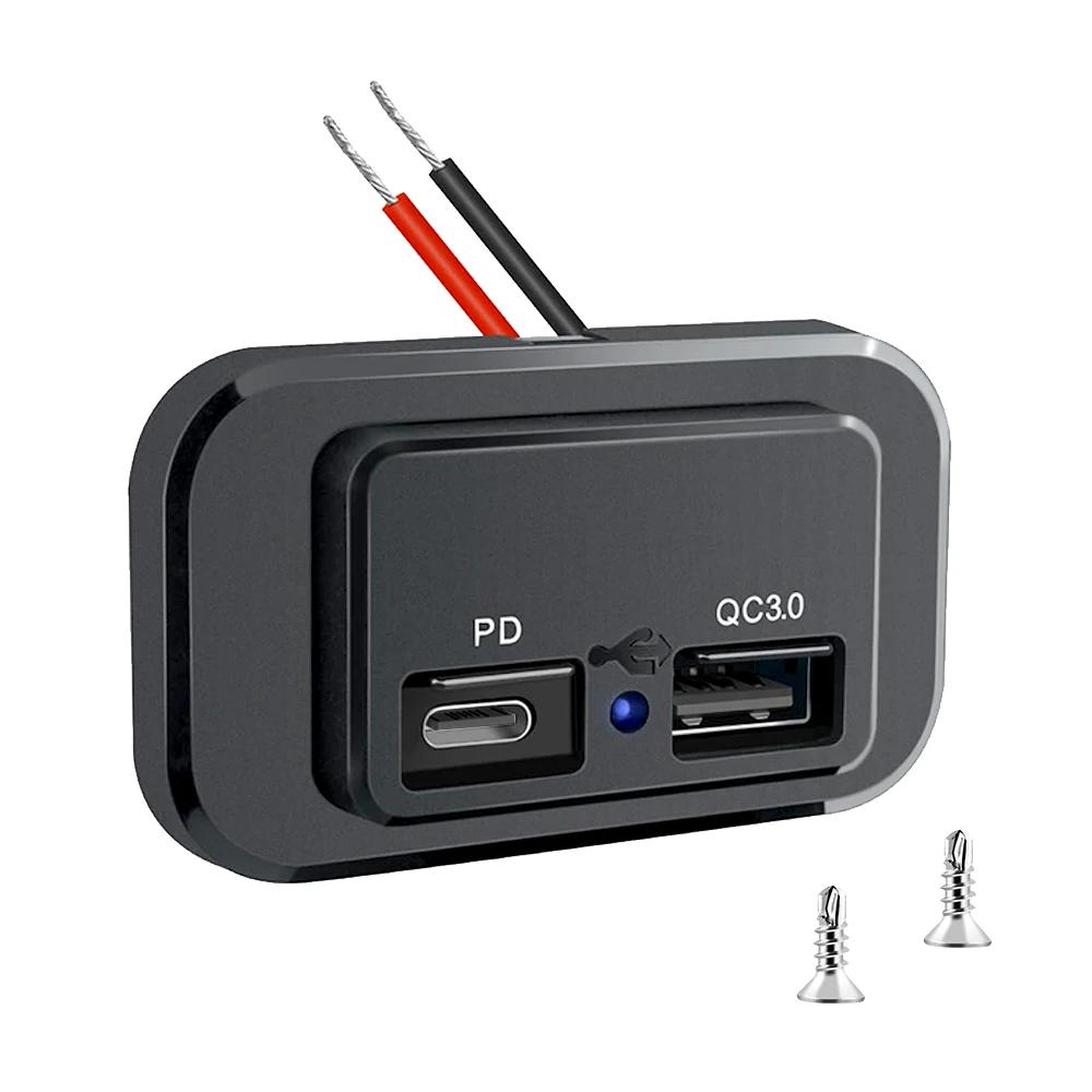 

12V/24V PD QC3.0 Car Charger Socket Power Adapter Quick Charge Waterproof with LED Light For Motorcycle Auto Truck ATV RV Bus