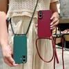 Crossbody Lanyard Cord Liquid Silicone Phone Case For iPhone 16 15 14 13 11 12 Pro Max 15 16 Plus Necklace Strap Soft Cover