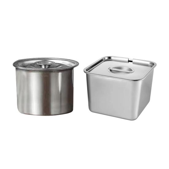 Stainless Steel Square Seasoning Box with Handles Heavy-Duty Storage Container for Lard Sauces Condiments Rust-Proof Spice Box for Home Commercial