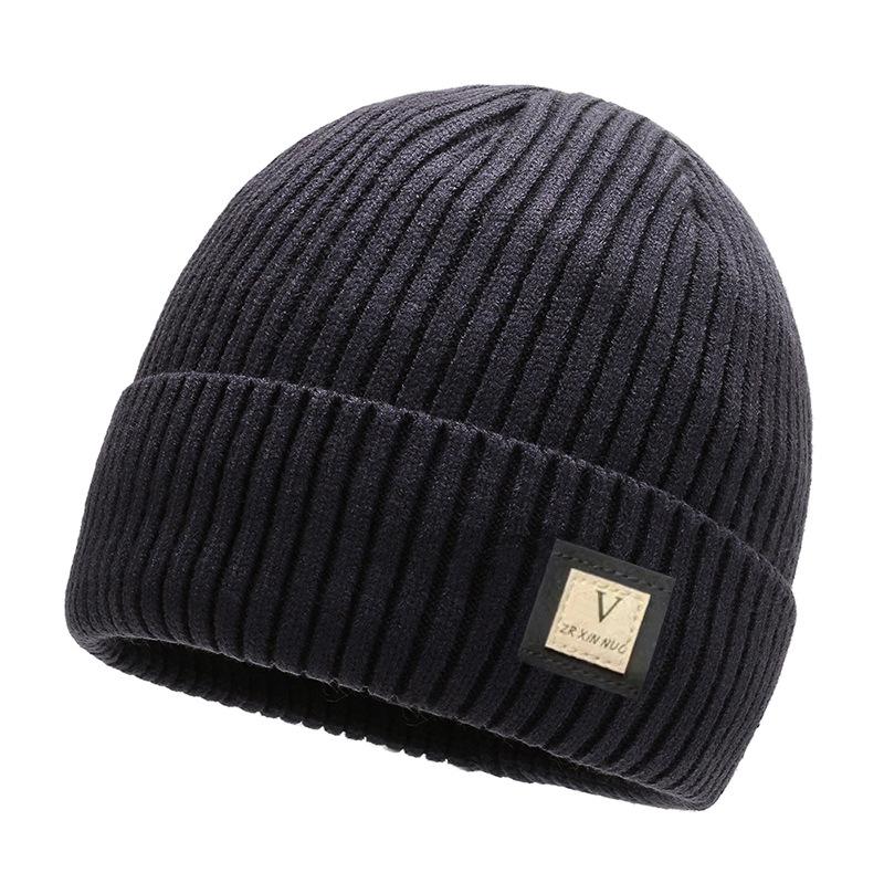 New Men's Knitted Woolen Hat Winter Large Head Circumference Plus Velvet Thickening Warm and Cold Protection Hat