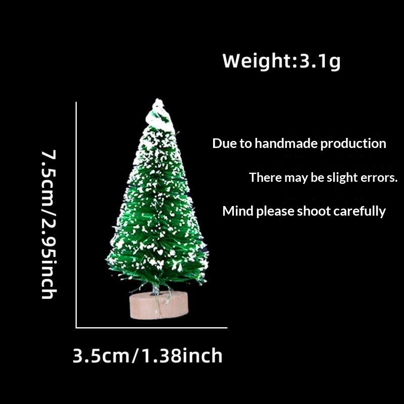 Mini Artificial Christmas Trees With Snow Frosted Finish Wooden Bases For Tabletop Decor Holiday Party Home Diy Crafts