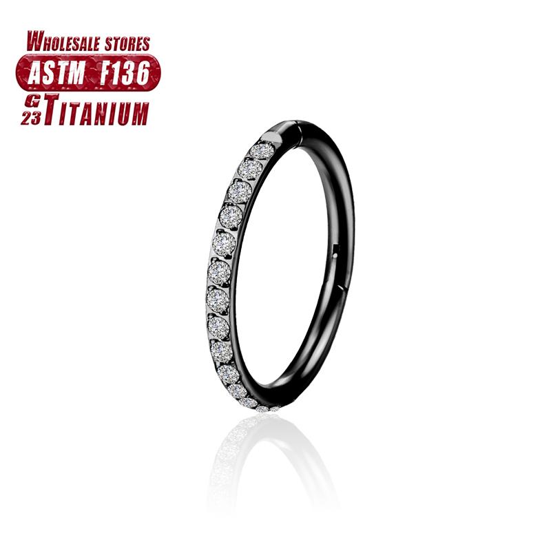 F136 Titanium Piercing Double Layered Triple Stack Hinged 16g Zircon Nose Ring Helix Cartilage CZ Small Cartilage Septum Clicker