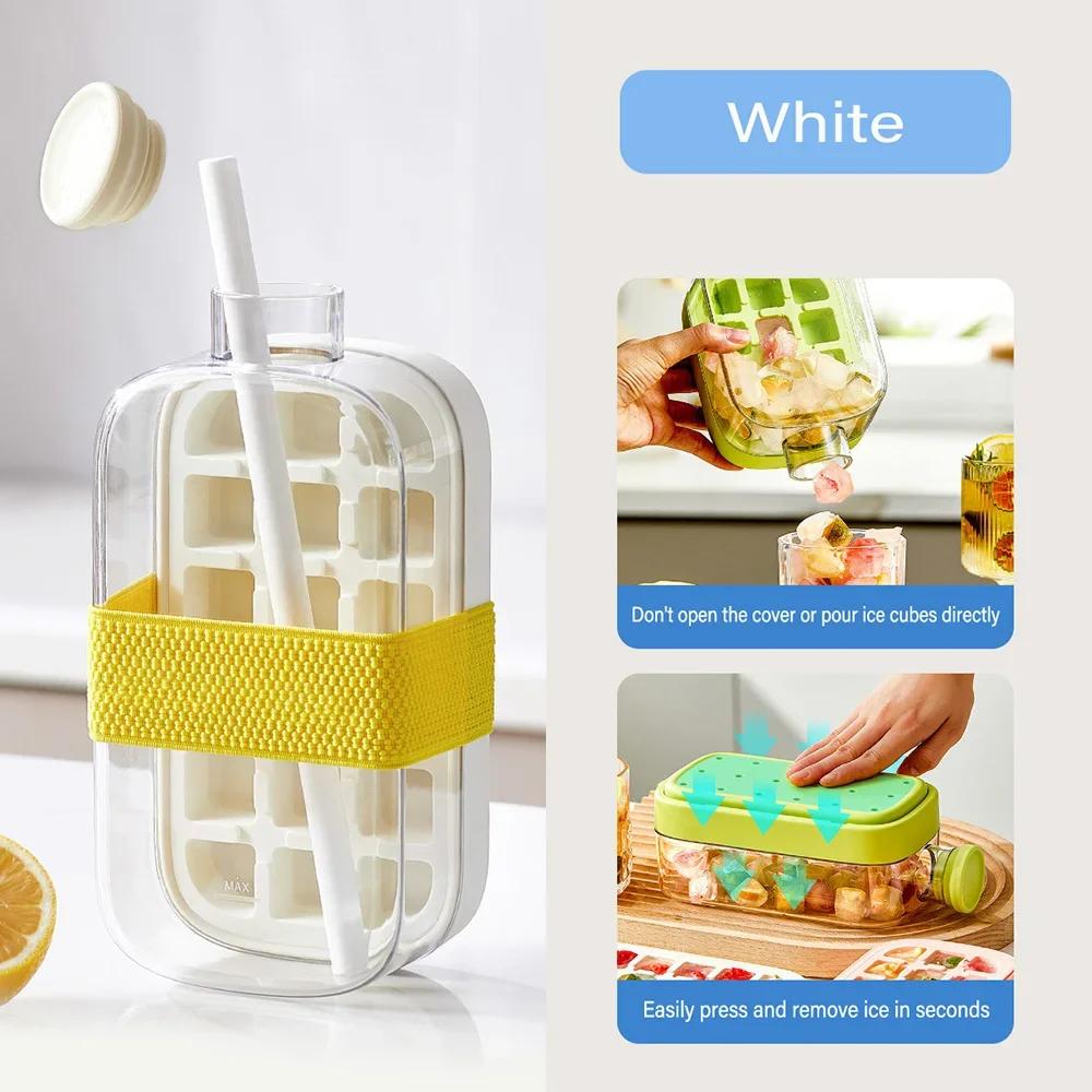 3D Transparent Drink Bottles with Straws | Ice-make Pressing Mould Designs | Portable Food-grade Ice Cube Tray Beverage Cup