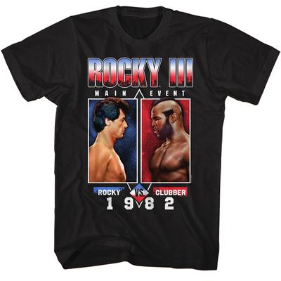 Rocky III Balboa Heren T-shirt 1982 Balboa vs Clubber Lang Geweldige Vechtpartij Zwart Unisex T-shirt
