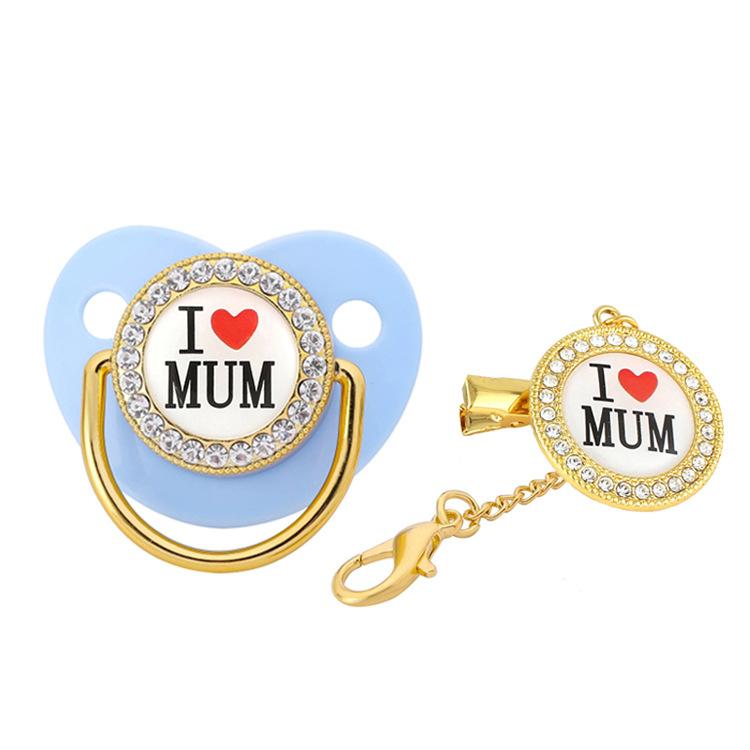 Anne seviyorum bebek emziği kukla silikon bebek meme yenidoğan emzik bebek duş hediyeleri Bling bebek emziği kız erkek için