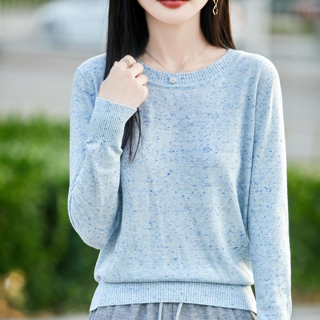 Spring & Autumn New Women's Korean Style Cloud Yarn Knitwear Round Neck Loose Pullover Sweater