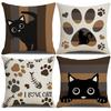 Søte katter og hunder Linputetrekk Tegneserieprintet Hjemmedekorasjon Pute Putetrekk Utendørs putetrekk