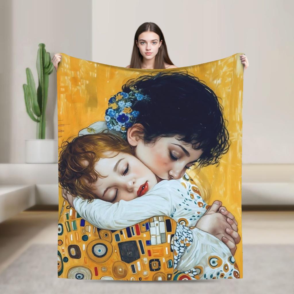 Klimt kind Retro Super Warme Decken Reise Plüsch Überwurf Decke Lustige Couch Bett Flanell Bettdecke Sofa Bettbezug