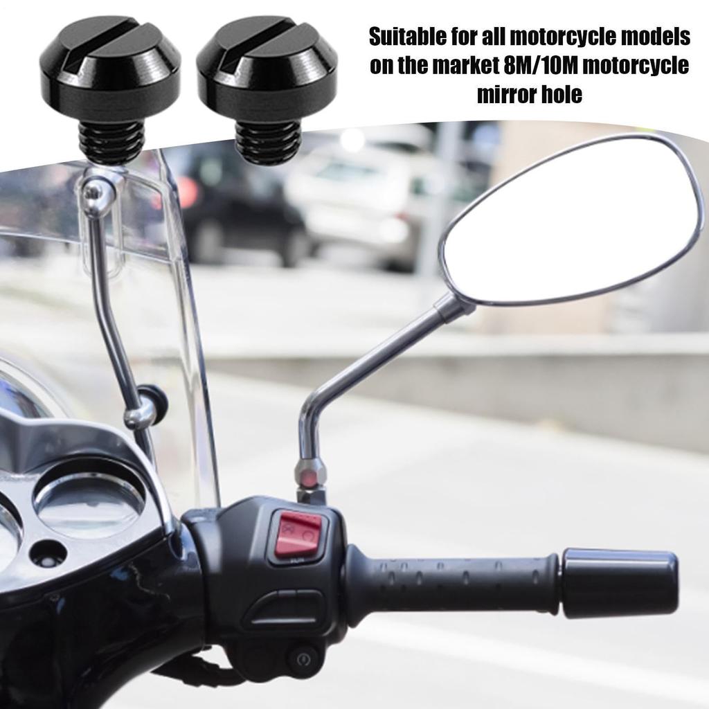 Mirror Hole Cover Cap, Motorcycle Mirror Hole Plug, Bike Hole Plug, Compatible with M8/M10,