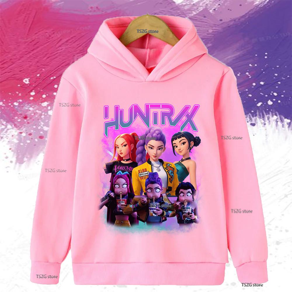 Autumn KPop Demon Hunters Printed Kids Hoodies Boys Girls Clothes Warm Fleece Sweatshirt Casual Children's Hooded Christmas Gift