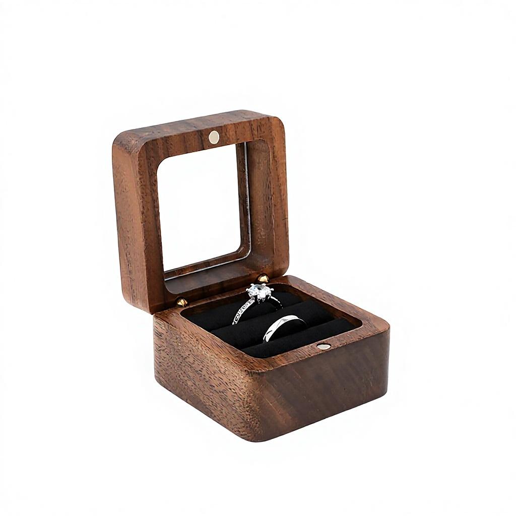 Black Walnut Solid Wood Ring Box Retro Style Luxury Exquisite Portable Storage for Necklaces Earrings Bracelets Oval Shape