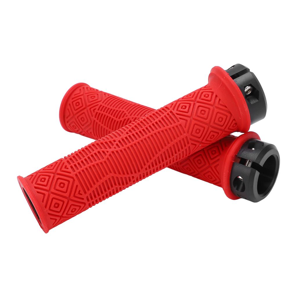 2Pcs Bike Handle Grip Rubber Anti Slip Wear Resistant Ergonomic Hollow Design Bike Handlebar Grips Cover Red