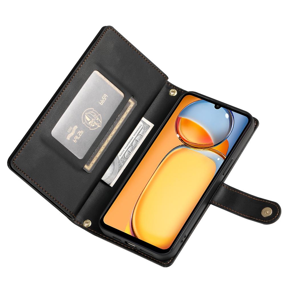 DF-011 For Xiaomi Poco M6 5G/Redmi 13R 5G/13C 5G/13C 4G/Poco C65 4G Case Zipper Wallet Leather Cover