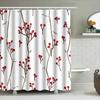 Red Berry Shower Curtain Decor Modern White Fabric With Branches Print Perfect Bathroom Accent For Home Decoration