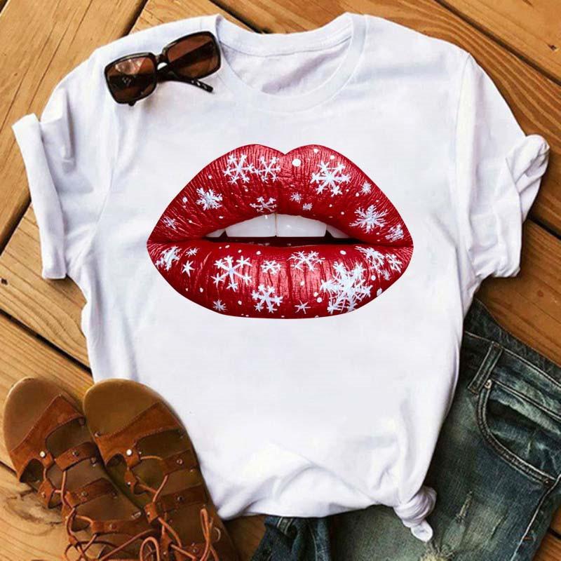 Spring Summer Plus Color Lips Loose Casual Fashion Simple Round Neck Pure Cotton Short Sleeved Top T-Shirts Women’s