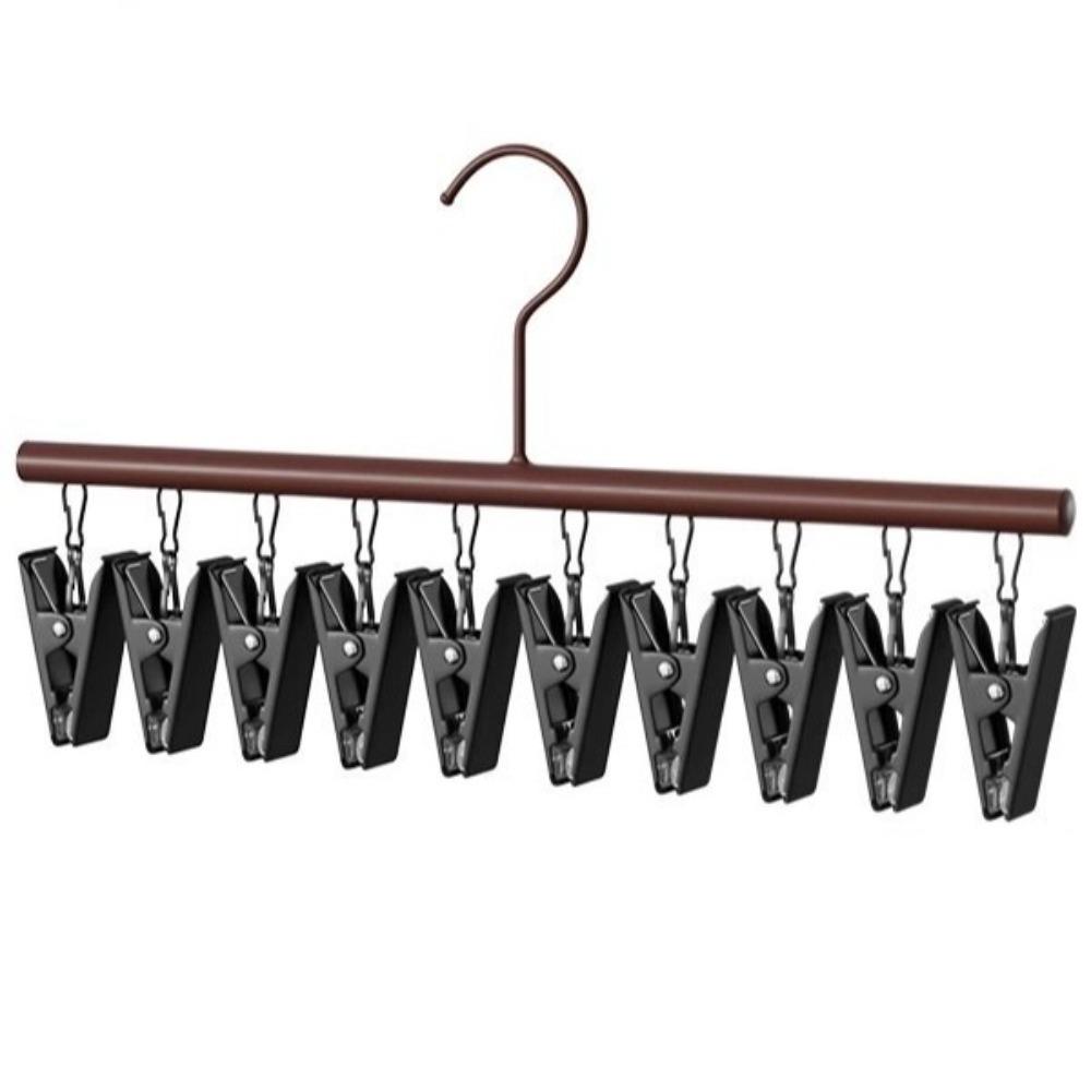 Wooden Wooden Storage Rack 10 Clips Socks Hanging Rack No Trace Drying Rack  Wardrobe Storage