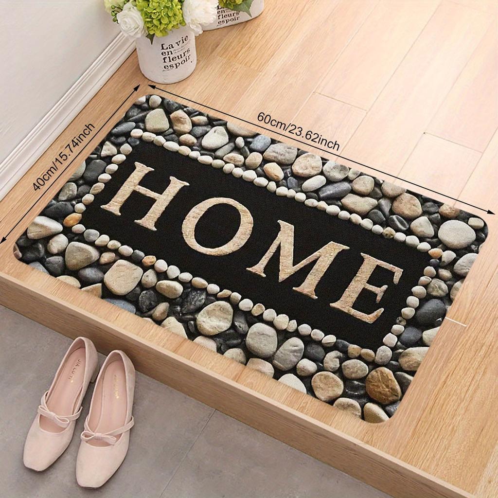 Anti-slip doormat, pebble design - waterproof, stain-resistant, machine-made rectangular floor mat for indoor/outdoor entrances