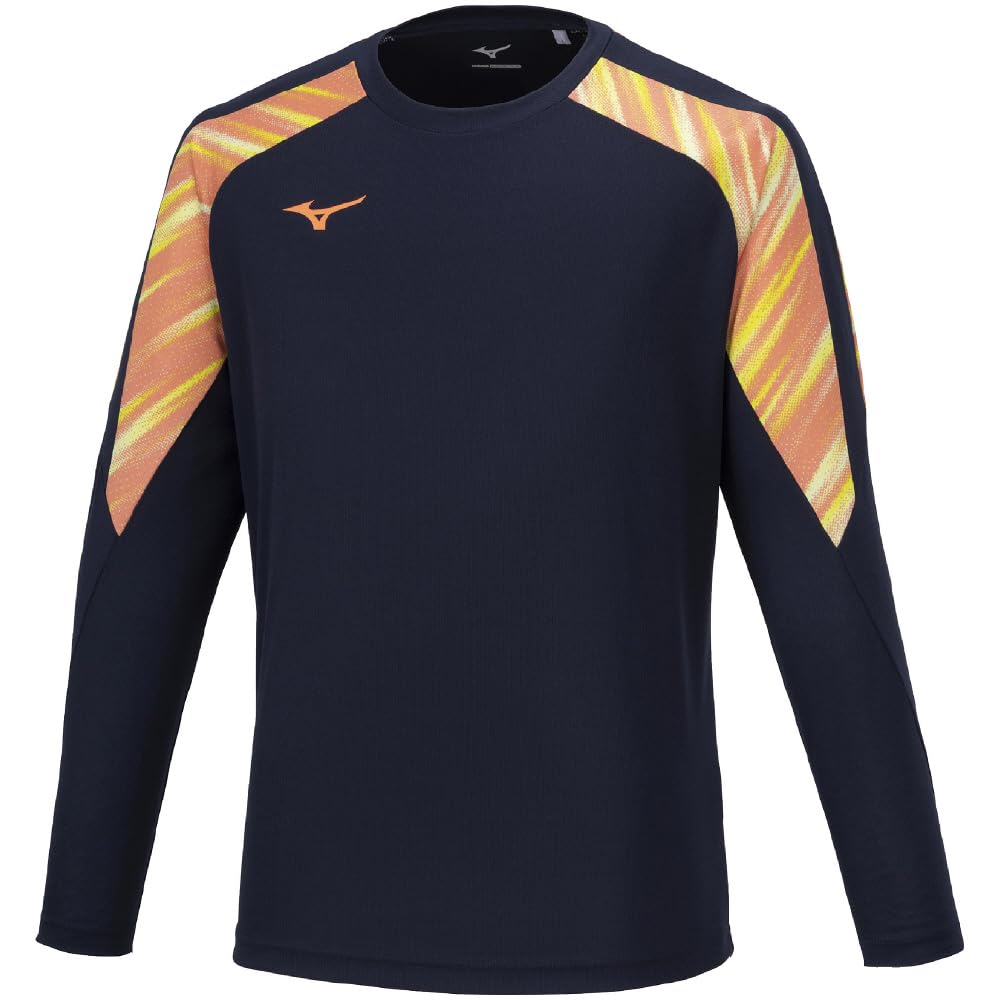 Mizuno Football Wear Long Sleeve Field and Deep XL Shirt, Moisture-Wicking Quick-Drying, Navy, (P2MAA506)