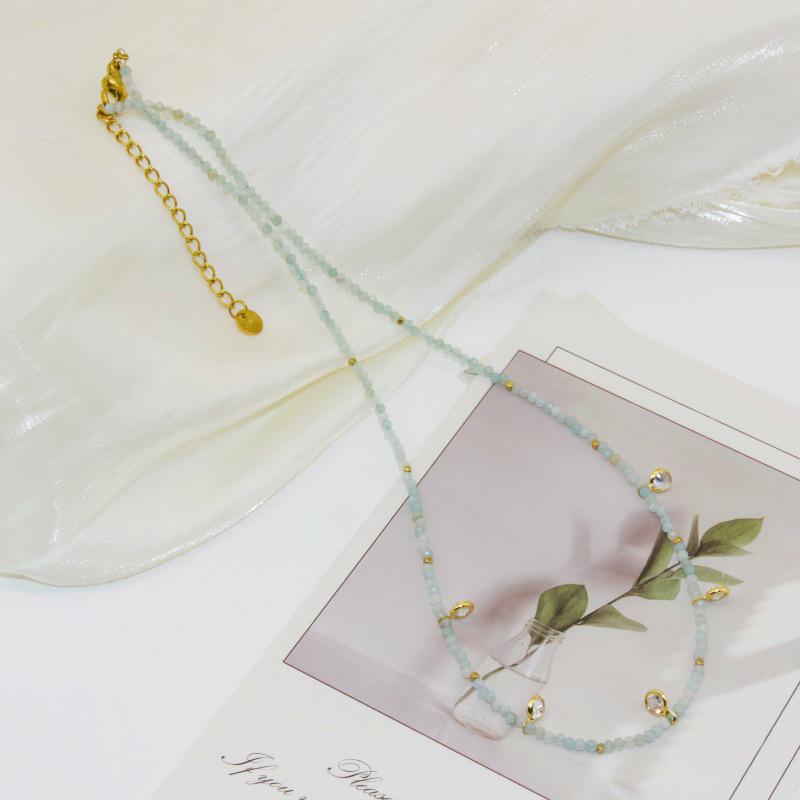 Handgefertigte Perlenkette aus Titanstahl, Kristall und Dopamin mit Naturstein, Schlüsselbein-Kette, vielseitiger Muschel und Stern-Design für Damen.