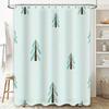 Winter-themed shower curtain made with waterproof polyester fabric featuring a cute Christmas tree print in mint green and brown