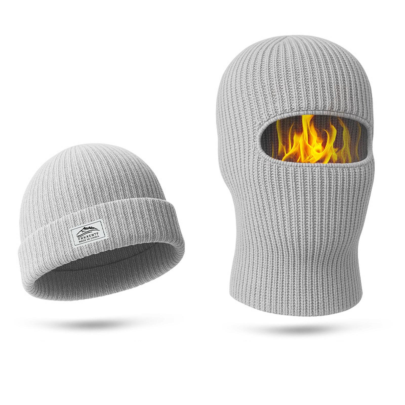 

SATINIOR 2-Hole Knitted Ski Mask Full Face Mask Cover Neck Gaiter Winter Balaclava Warm Knit for Outdoor Sports one size