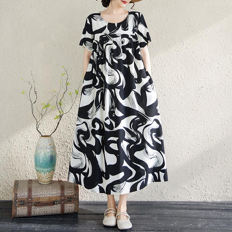 Summer Cotton Silk Loose Nightgown for Plus Size Women - Casual Mom Style Home Dress