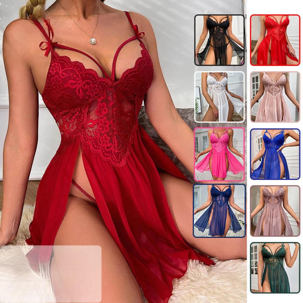 Sex Underwear Sexy Loungewear Mesh Perspective Pajamas Lace Embroidery Suspender Pajamas