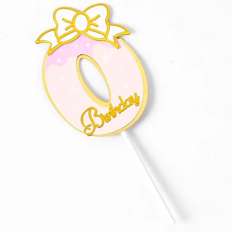 New Digital Decoration Happy Birthday Number Cake Insertion 0 1 2 3 4 5 6 7 8 9 Cake Topper Girls Boys Baby Party Supplies Decor