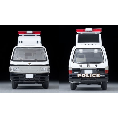 Tomytec Tomica Limited Vintage Neo 1/64 Scale LV-N309a Mazda Bongo Brawny Van with Directional Sign, Metropolitan Police Department, Finished Model