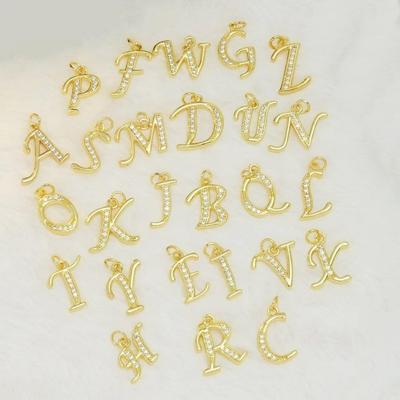 European & American Gold-Plated Copper Zircon Letter Necklace - High-End DIY Jewelry Accessory