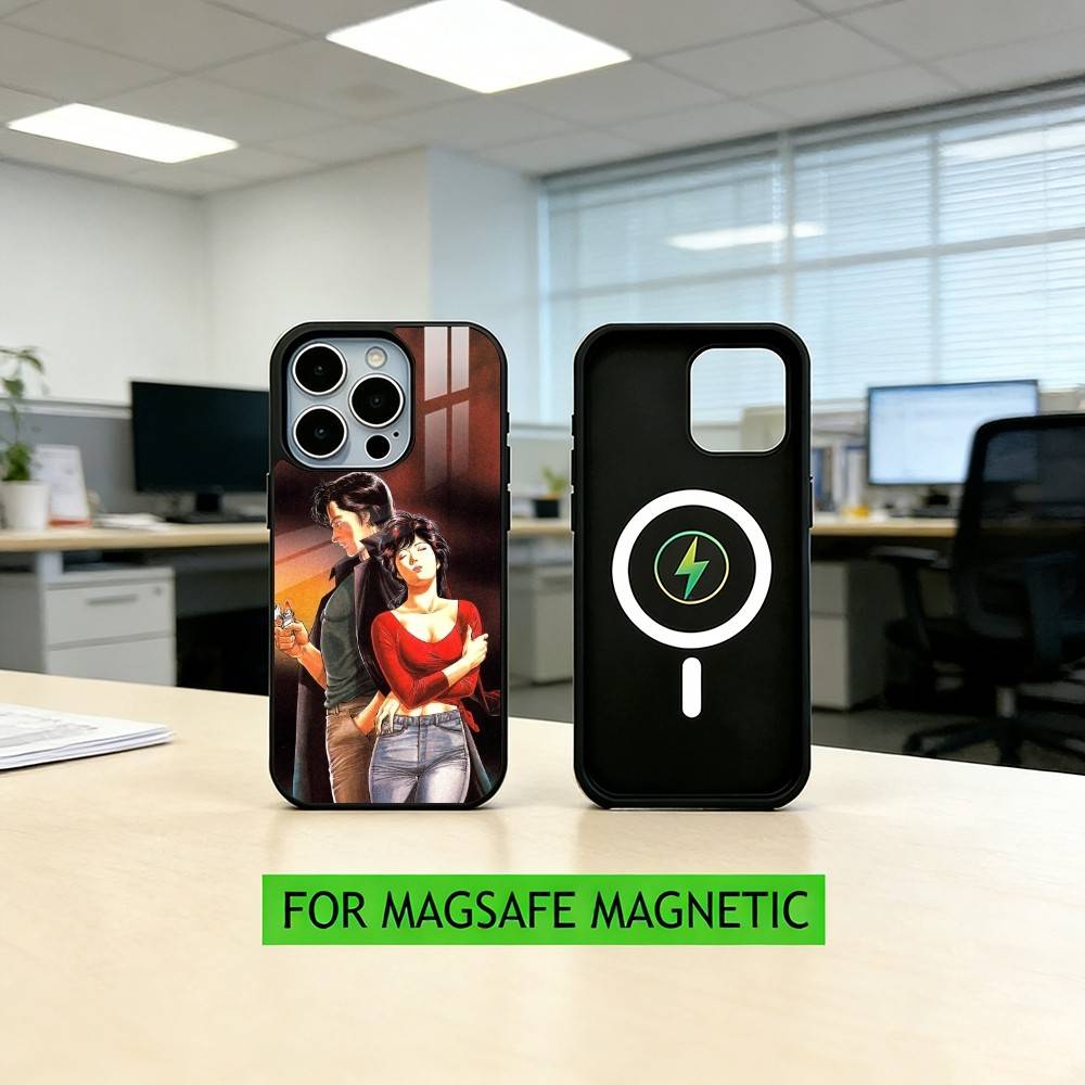 R-Retro City Hunter Comic Phone Case For iPhone17,16,15,14,13,12,11 Plus,Pro Magnetic with Magsafe Wireless Charging