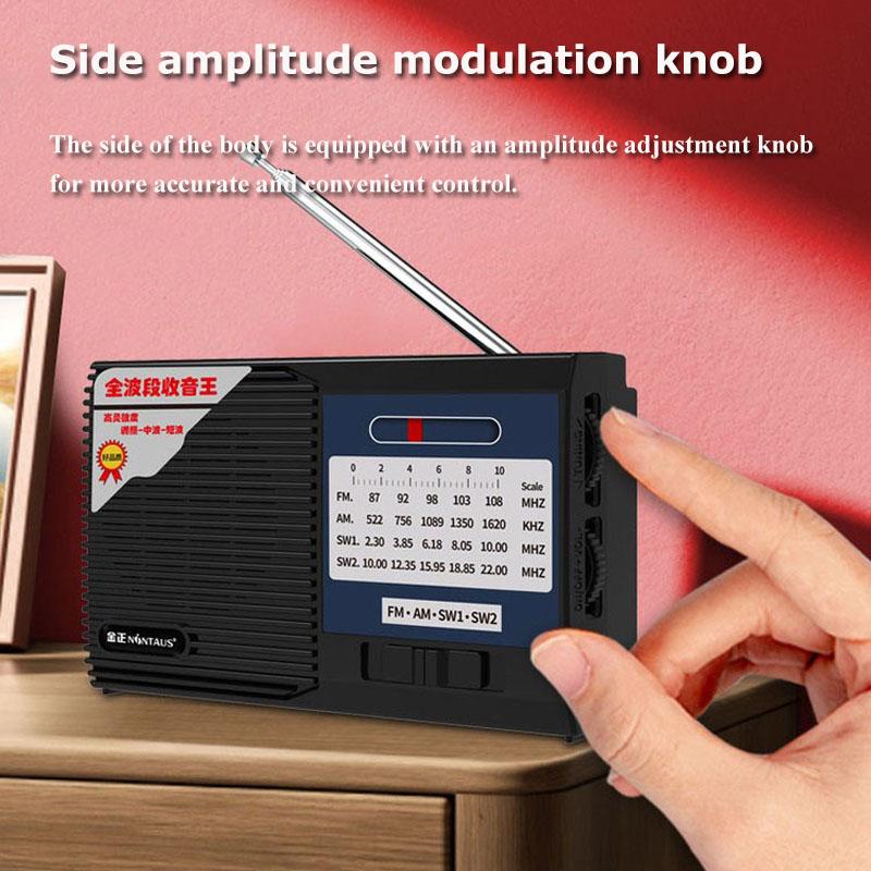 Mini Portable FM AM SW Radio Stable Signal Full Band Radios Receiver with Full Range Speaker Support Headset Play Long Endurance