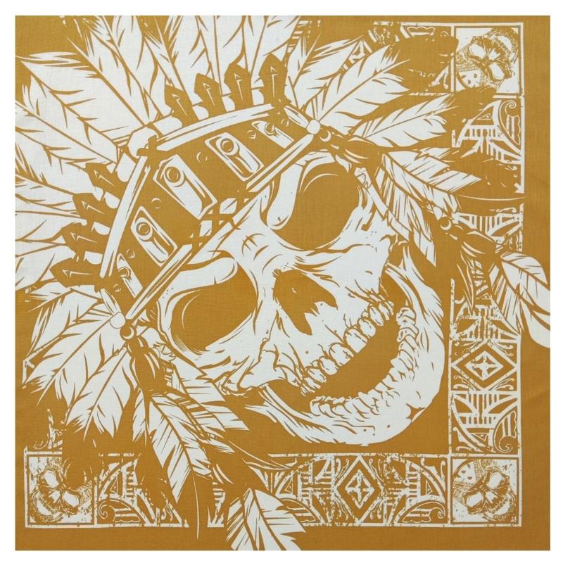 21'' Skull Pattern Bandana Head Scarf for Women Male Square Turbans Head Scarf Colorful Head Wrap Headwear