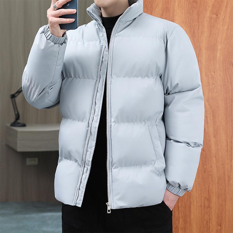 Men s Korean Style Stand Collar Winter Cotton Jacket, Loose Fit, Plus Size, Thickened, Hong Kong Style Outerwear. L+