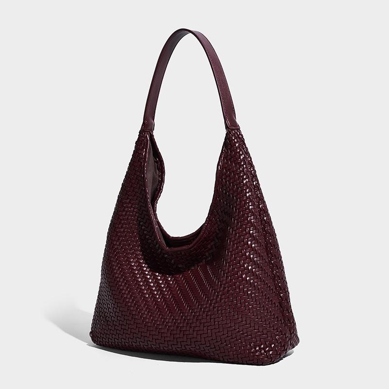 

Retro Large Capacity Commuter Big Bag for Women 2025 New Shoulder Underarm Bag High-Grade Woven Pattern Women s Tote Bag вино красного