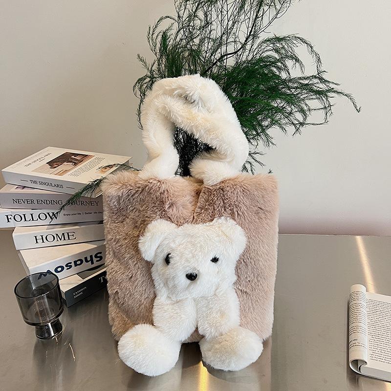 Autumn and Winter Large-capacity Furry Bag Women's 2025 New Commuter Versatile Shoulder Tote Bag Rabbit Furry Bag