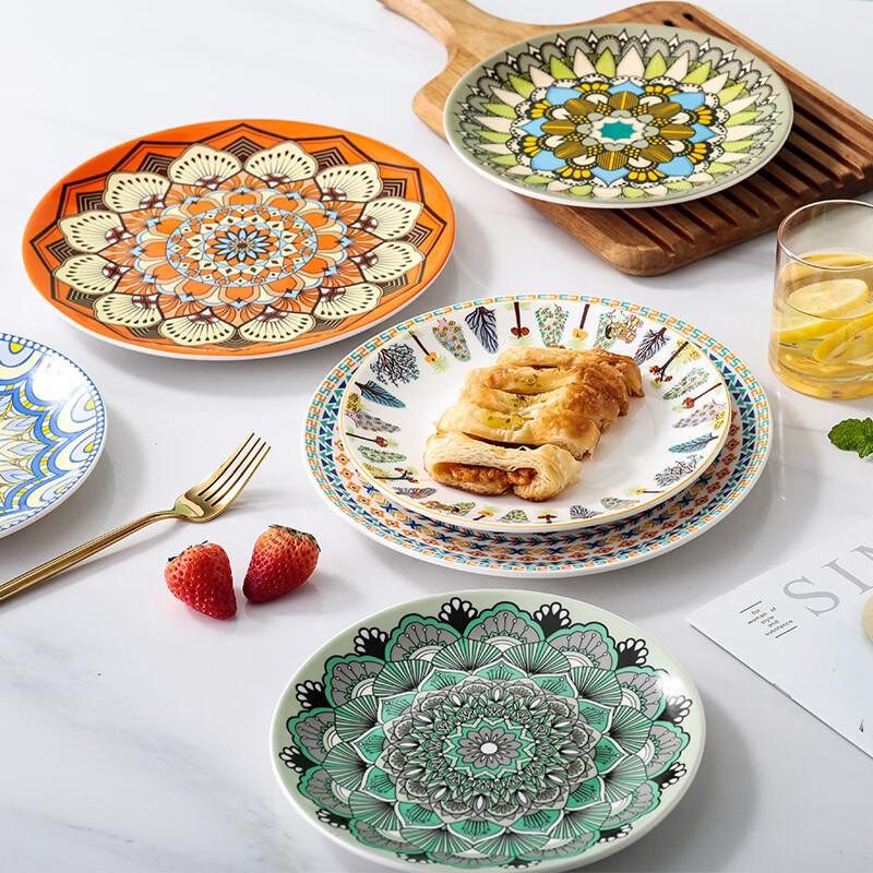 Bohemian Moroccan Ceramic Divided Dinner Plate