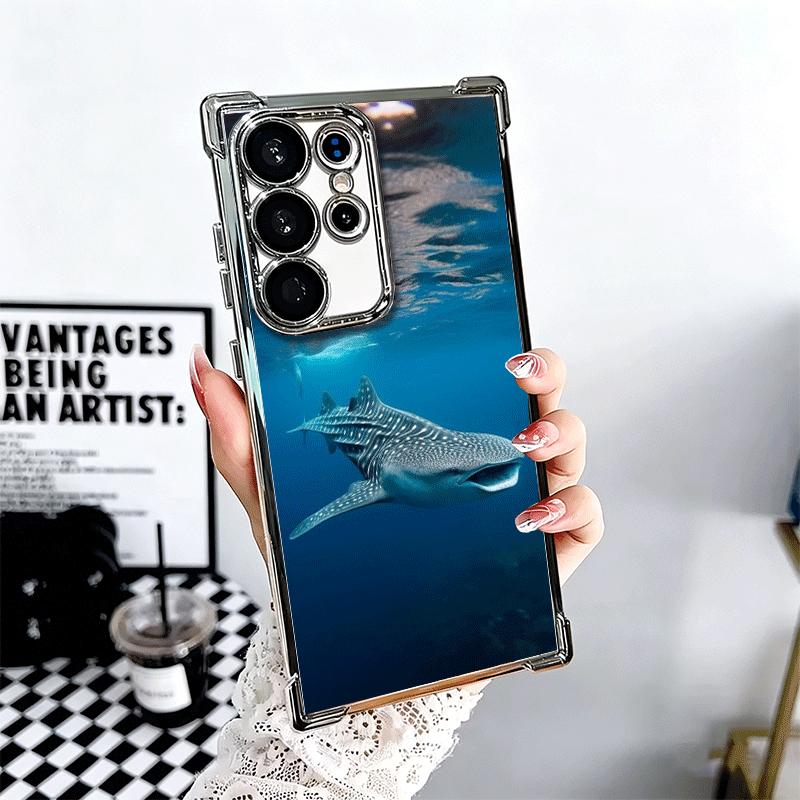 Ocean Whale Shark Soft Phone Case For Samsung Galaxy S26 Ultra S25 Edge S24 FE S23 Plus S22 S21 + S20 Plating Anti-Fall Fundas