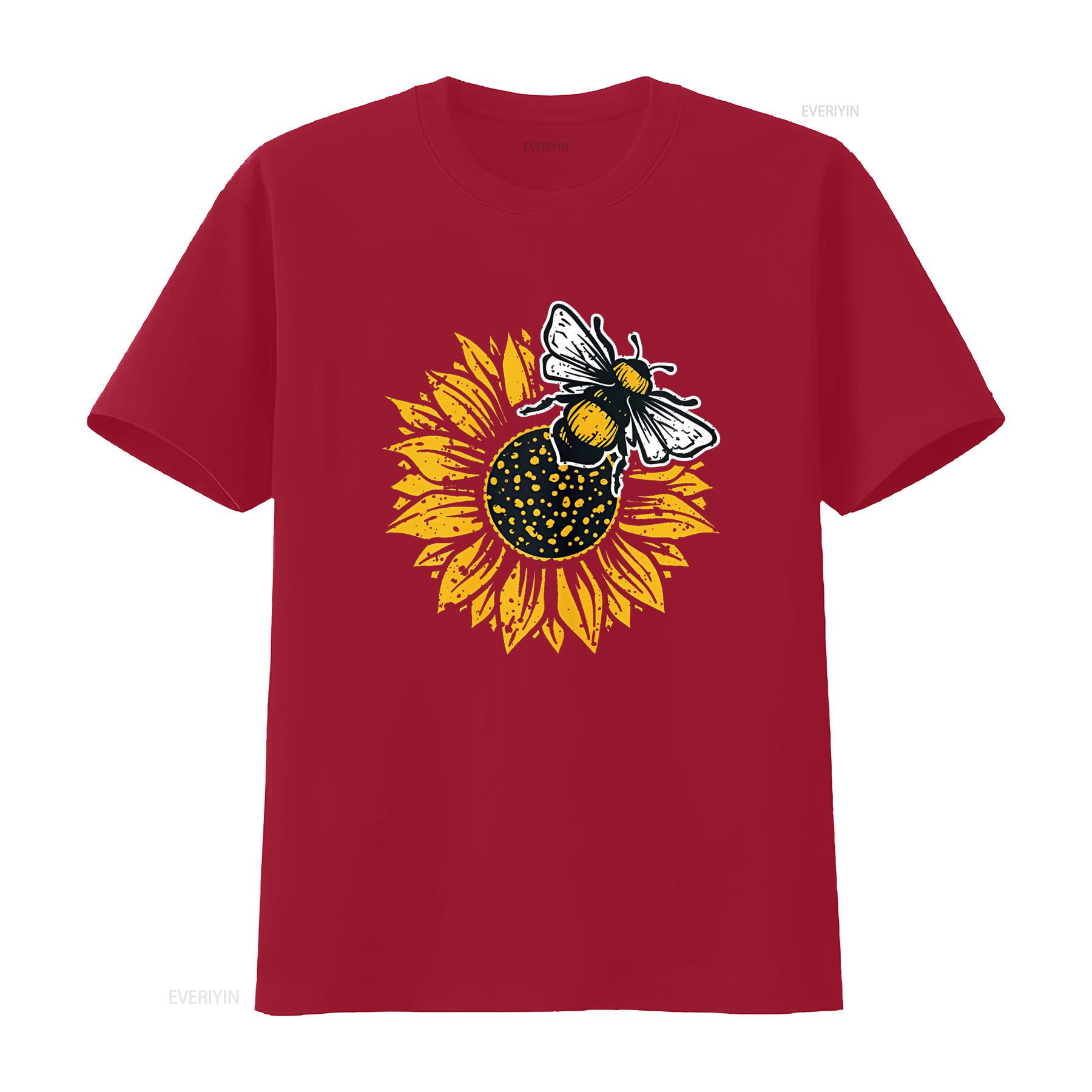 

Bumblebee Sunflower T shirt for Women Spring Time Save The Bees Honeybee Casual Tops Black X Large vintage Washed homme S