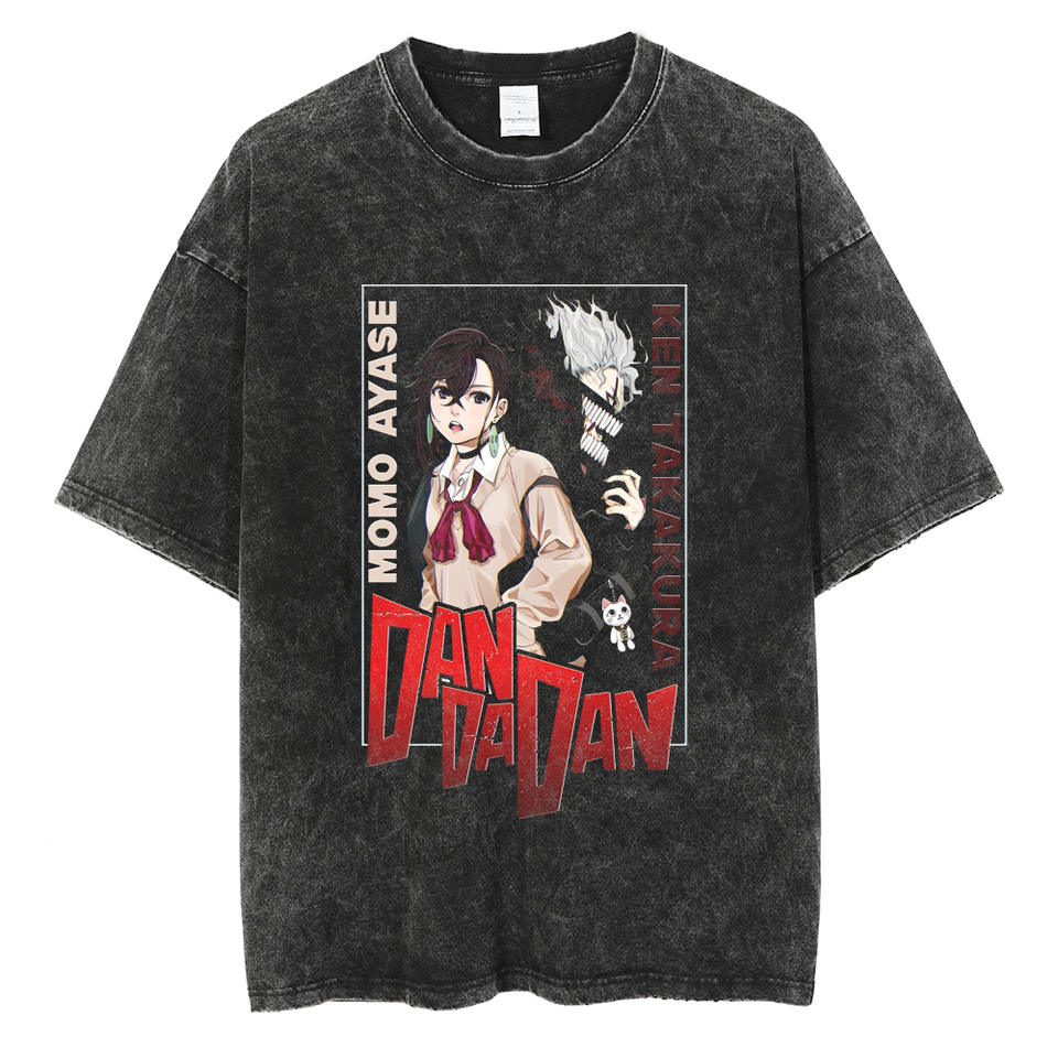 Heißes Anime Dandadan Ayase Momo Print Gewaschenes T-Shirt Herren Damen Hohe Qualität T-Shirts Gewaschenes Baumwoll-T-Shirt Harajuku Männliche Tops Tee