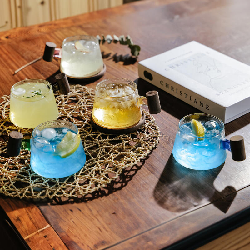 Gowon Gyeosamu Glass Mug + Wood Coaster Set of 2, Transparent