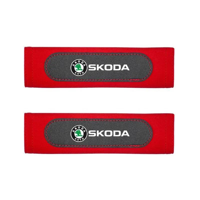 Car Seat Belt Suede Shoulder Covers for Skoda Kodiaq Superb Kamiq Octavia 2 A7 Tour RS Fabia 2 1 Rapid Yeti Karoq Felicia Kodiak