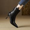 Mode 2025 Neu Herbst Damenstiefel Echte Lederschuhe für Damen Spitzschuhe Dünne Absätze Schuhe Reißverschluss Kurze Stiefel Super High Heel Stiefel