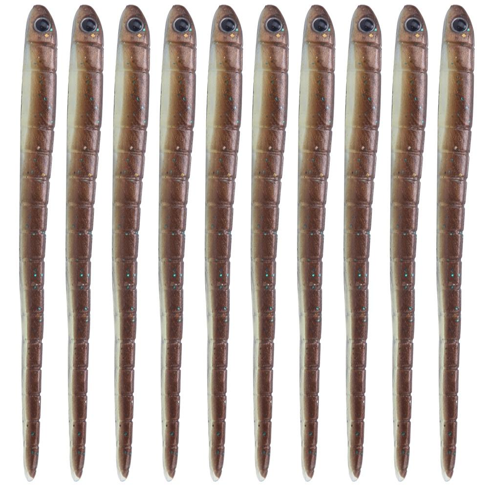 10 Stück 1,7g 9cm Silikon Künstlicher Wurm Regenwurm Weiche Angelköder Köder Fisch Tackle Zubehör Set