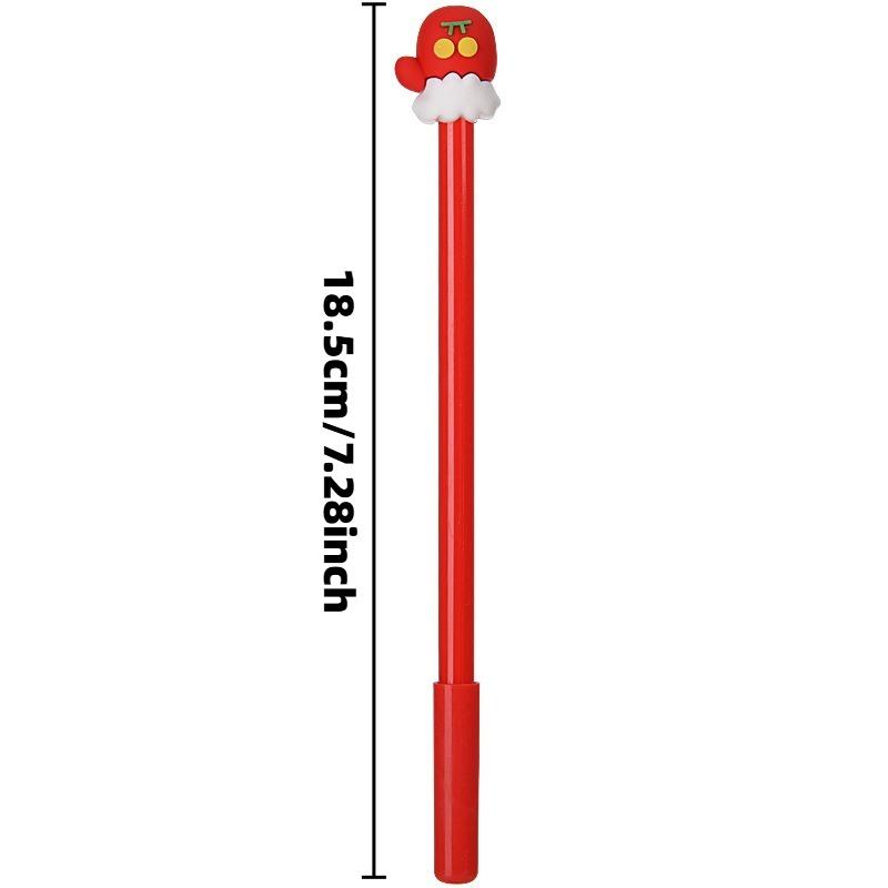 21Pcs Back To School Season Cute Cartoon Christmas Pen, Student Stationery, Bright Red Slim Pen Body, Festive Decorative Ballpoint Pen, School & Offic