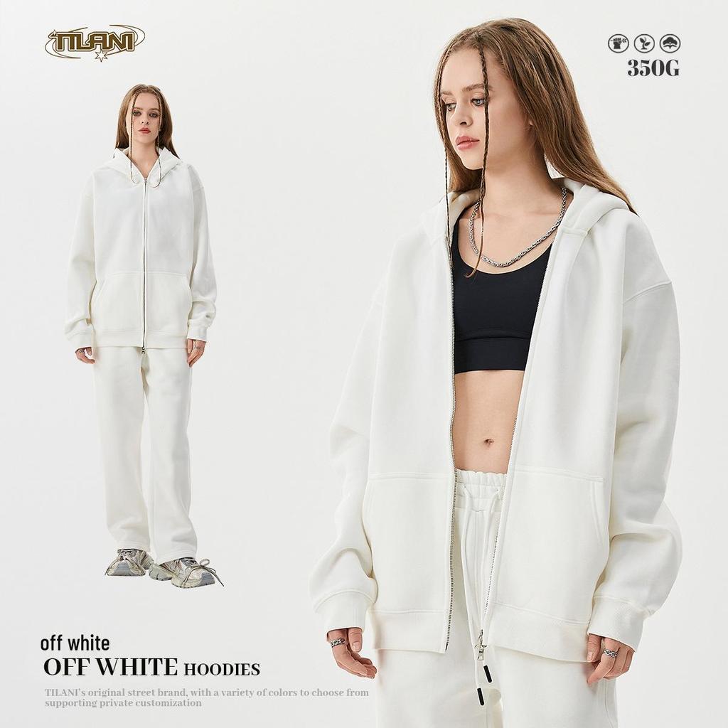 TILANI Men's 2025 Spring & Autumn Velvet Hooded Cardigan - Casual Solid Color Loose Fit Zipper Jacket.