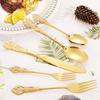 40PCS Gorgeous Retro Royal Flatware Set Stainless Steel Gold Silverware Set Vintage Embossed Kitchen Utensil Kit with Fork Spoon