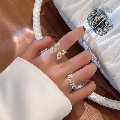 Trendy New Fashion Silver Color Open Dancing Moving Butterfly Rings Dainty Insect Minimalist Rings For Women Girl Jewelry